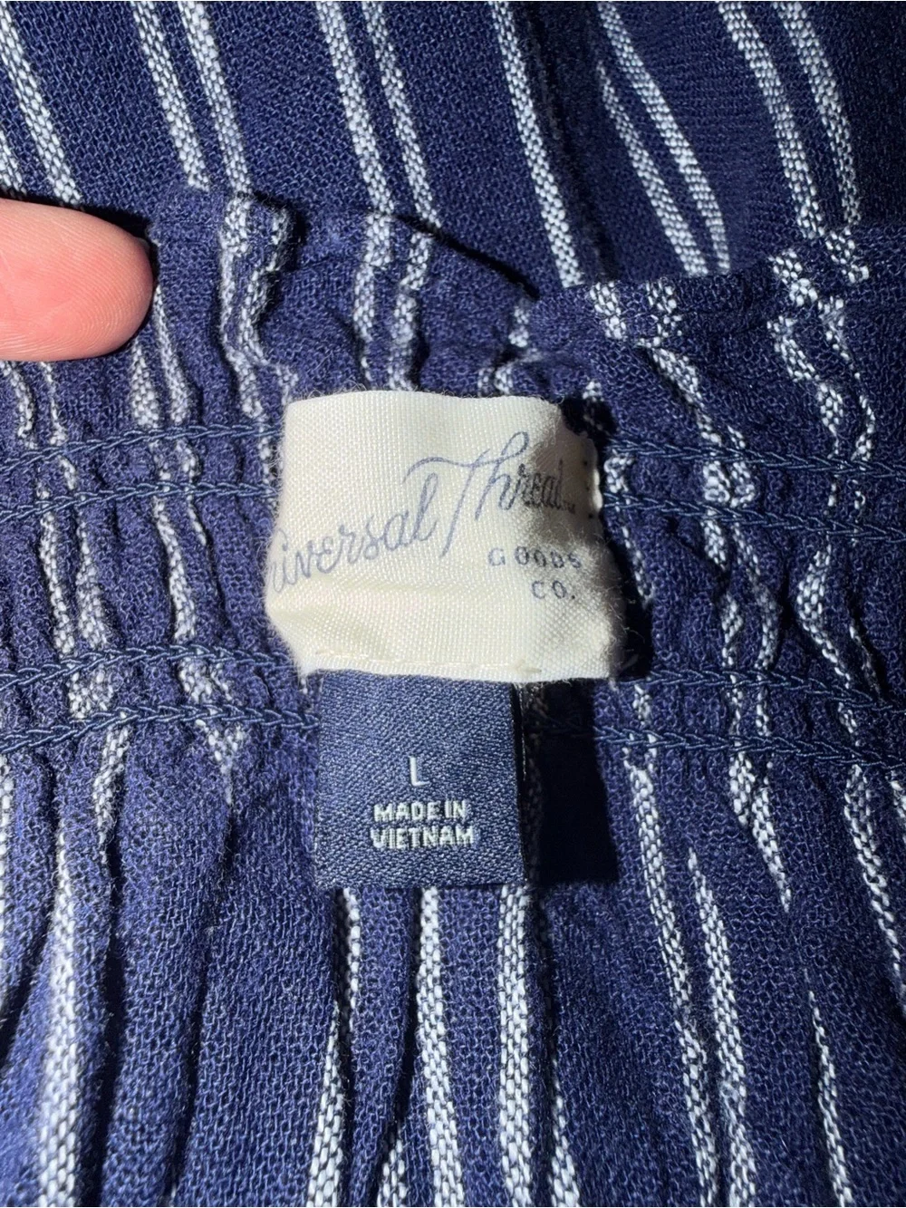 Universal Thread Navy and White Striped Button-Front Sundress - Picture 3 of 3